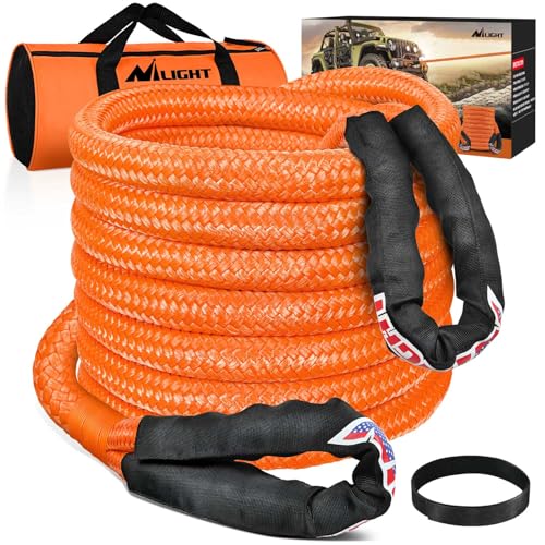 Nilight Kinetic Recovery Rope 28,600LBS 7/8" x 20ft Snatch Strap Heavy Duty Offroad Towing Strap Kit Vehicle Recovery kit for UTV ATV SUV Truck Car Jeep Tractor - color: 7/8in x 20ft Rope