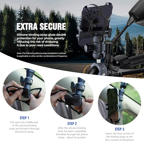 Aluminum Motorcycle Phone Holder, Screw Clamp Fits 22-32mm Handlebar, Adjustable Socket Arm & Phone Clip for 4.7-7" Smartphones, Compatible with Motorcycle/ATV/Bicycle (KPS-02) - color: KPS-02