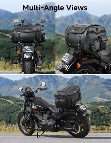KEMIMOTO Motorcycle Travel Luggage Bags, Expandable Large Capacity Motorcycle Tail Bag, Waterproof Rear Rack Trunk, Motor Pannier Bag with Rain Cover and Straps 60L-80L - size: 60-80L