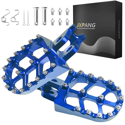Dirt Bike Foot Pegs,Replaceable Footpegs CNC Machined Aluminum Wide Platform with Springs for CRF150R CRF250R CRF450R CRF250X CRF450X CRF300L CRF250L CR125 CR250 CRF1000L (Blue) - color: Blue
