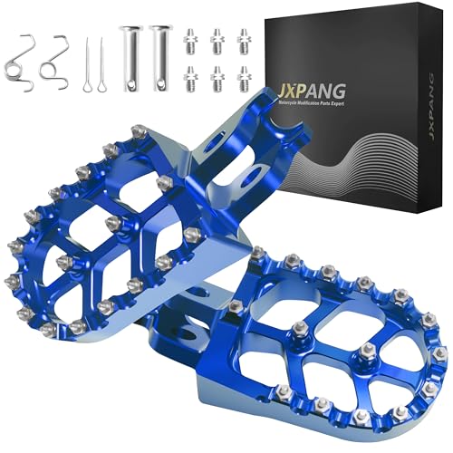 Dirt Bike Foot Pegs,Replaceable Footpegs CNC Machined Aluminum Wide Platform with Springs for CRF150R CRF250R CRF450R CRF250X CRF450X CRF300L CRF250L CR125 CR250 CRF1000L (Blue) - color: Blue