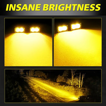 Amber LED Pods, AKD Part 3 Inch Flood CREE LED Fog Lights 40W Small Amber Chase Lights Off Road Driving Ditch Lights Pods 2 Packs for Truck Pickup Motorcycle SUV UTV ATV Dirt Bike Surron - color: Amber