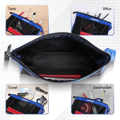 WORKPRO 12" Tool Pouches with Zipper, Utility Bag Pouch for Tool Organizers and Storage, Small Tool Bag, Multipurpose Storage pouch 2-Pack