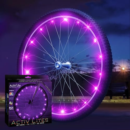 Activ Life LED Bike Wheel Lights with Batteries Included! Get 100% Brighter and Visible from All Angles for Ultimate Safety & Style (1 Tire Pack) - color: Purple