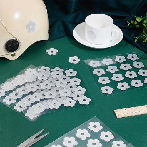 PH PandaHall 6pcs Reflective Stickers White Flower Reflective Decal Self Adhesive Motorcycle Helmet Stickers Waterproof Vinyl Sticker for Laptop Helmet Bicycle Car Motorcycle Bike Trailer Mailbox Bag - color: White