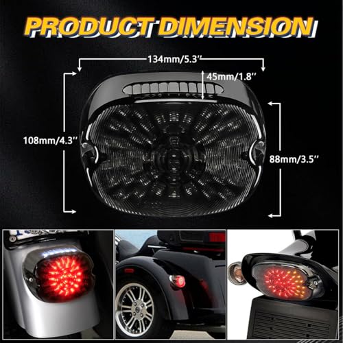 Smoked LED Motorcycle Tail Light Brake Turn Signal LAMP for OEM Rear Brake Light 1200 - Rear Brake Light with Integrated Turn Signals, High-Visibility Waterproof Design, Easy Installation