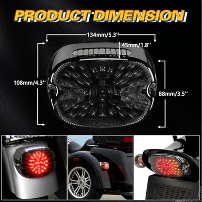 Smoked LED Motorcycle Tail Light Brake Turn Signal LAMP for OEM Rear Brake Light 1200 - Rear Brake Light with Integrated Turn Signals, High-Visibility Waterproof Design, Easy Installation