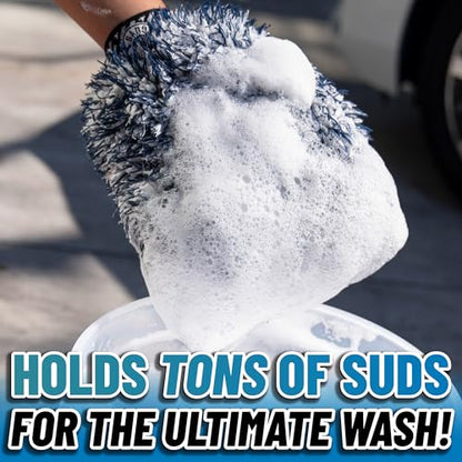 Chemical Guys, The Dually, Dual-Fiber, Wet-Dry Use, Microfiber Wash Mitt, (Car Wash Mitt Great for Car, Truck, SUV, RV, & More) Dark Blue + White, (2 Pack) MIC51702 - size: 2 Pack, style: Wash Mitt