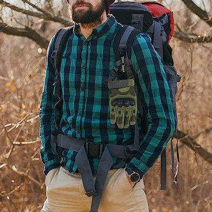 MELOTOUGH Tactical Glove Clip Holder Work Glove Holder Clip for Tactical Backpack, Tool Belt - color: Alligator Clip With Fire Starter Army Green