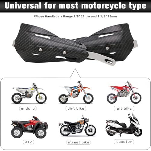 JFG RACING Dirt Bike Hand Guards Handguards - 7/8'' 22mm and 1 1/8'' 28mm with Universal Mounting Kits for Sur Ron Motorcycle MX Motocross Supermoto Racing ATV Quad KAYO -Imitation Carbon Fiber - color: imitation carbon fiber