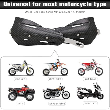 JFG RACING Dirt Bike Hand Guards Handguards - 7/8'' 22mm and 1 1/8'' 28mm with Universal Mounting Kits for Sur Ron Motorcycle MX Motocross Supermoto Racing ATV Quad KAYO -Imitation Carbon Fiber - color: imitation carbon fiber