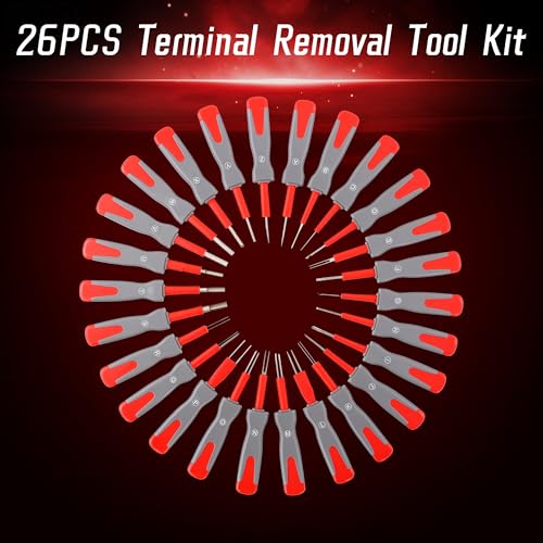 26PCS Universal Terminal Removal Tool Kit, Connector Pin Removal Tool for Replace Universal Automotive Vehicle Wire Harness Pin Connector Release - size: 26PCS