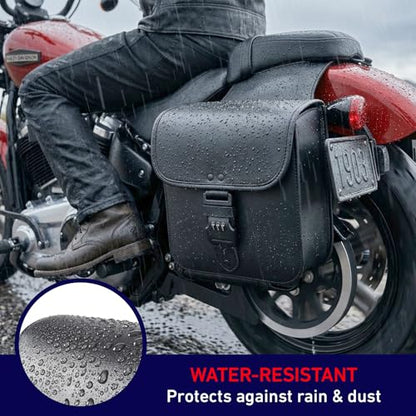 Nomad Motorcycle Saddlebags – 16L (8Lx2) Universal Throw Over Saddle Bag for Cruiser, Touring & Chopper Bikes – Heavy Duty, Waterproof, Secure Numeric Lock, Easy Mount, Rider Storage