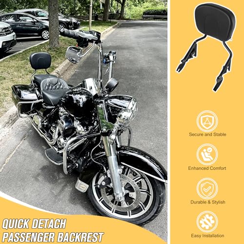 Sissy Bar for Harley Davidson Touring, Detachable Passenger Backrest Compatible with Street Glide Road Glide Road King Electra Glide Ultra Limited 2009-2024, Black