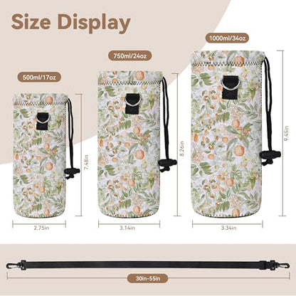RICHEN Neoprene Water Bottle Carrier Bag with Adjustable Shoulder Strap,Insulated Water Bottle Cover for Stainless Steel/Glass/Plastic Bottles - color: BC-53, size: 750ml