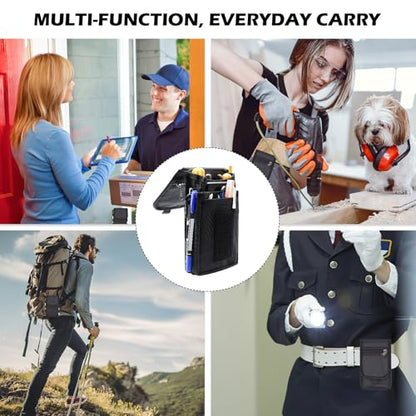 Belt Tool Pouch, Tactical Utility Organizer with Cell Phone Holder, Durable Heavy-Duty 1000D Nylon EDC Multitool Holster with Multi-Pockets for Electricians, Handymen, Work, Hiking, Daily Use - color: Black