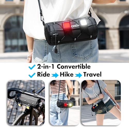 Bike Handlebar Bag for Bicycle Front Storage Bag Waterproof Shoulder Bag with Shoulder Strap for Road Mountain Bike Bikepacking