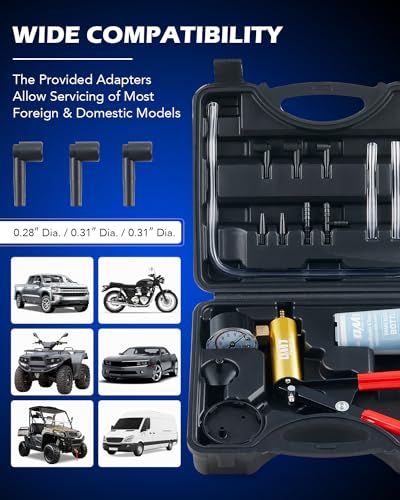 Orion Motor Tech Brake Bleeder Kit with Hand Pump and Pressure Gauge, Hand Vacuum Pump with Brake Bleeder Bottle Adapters Case & Gloves for One Person Brake Fluid Power Steering Fluid Bleeding - color: Black