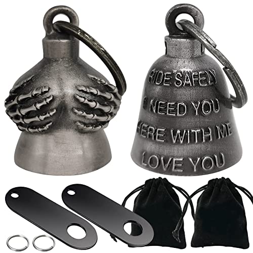 Dream Apparel 2 Pack Motorcycle Bells Guardian Angel for Biker Rider Men Women Ride Riding with Hangers, Drive Away Gremlins - color: Handful + Ride Safely & I Need You & Love You