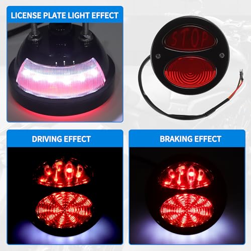 LED Motorcycle Tail Light Brake Turn Signal Black Lamp Housing Waterproof 12V Fit for Universal Red Light (1 Pcs)