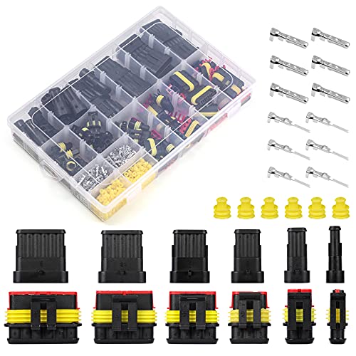708Pcs Waterproof Automotive Electrical Connector Terminals Wire Connector Plug Kit 1/2/3/4/5/6 Pin (43Sets) - style: 708 pcs