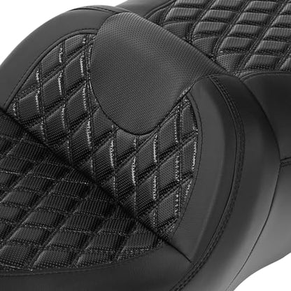 C.C. RIDER Gel Driver Rider Passenger Seat Diamond 2-Up Seat fit for Harley Touring Road King FLHR Street Glide FLHX Road Glide FLTRX 2009-2023 - color: 04# GEL Black