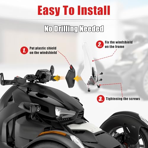 Goldfire Windshield Extension Front Extended Wind Deflector Adjustable Airflow Windscreen for Can-Am Ryker 600/900/ Rally Edition (2019-2025) & Sport Edition (2022-2025), Replace OEM #219401023