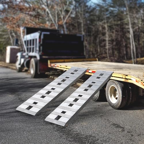 Loading Ramps 6000 Lbs, 2Pcs Folding Powerspots Loading Ramps for Pickup Trucks Bed,Truck Car Auto Trailers Ramps with Load Straps for Motorcycles, ATV/UTV, Lawn Mmowers, Tractors, 60" L x 12" W