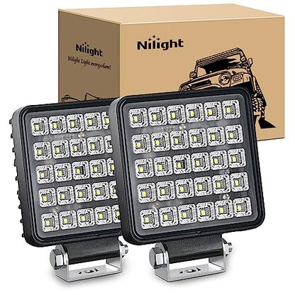 Nilight 4.3 Inch Square Utility LED Work Light W/Integrated Toggle Switch, 2PCS 60W 150° Flood Lamp for Offroad Heavy Equipment Vehicles Truck Tractor Golf Cart Boat ATV UTV - color: 2Pcs 30Led Flood Lights