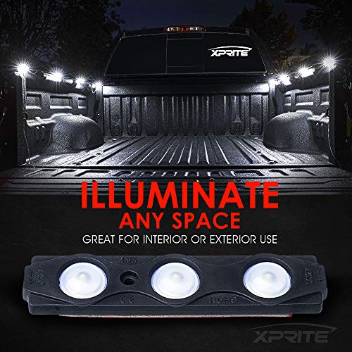 Xprite White Truck Pickup Bed Light Kit, 24 Led Cargo Rock Lighting Kits w/Switch for Van Off-Road Under Car, Side Marker, Foot Wells, Rail Lights - 8 PCS - color: White