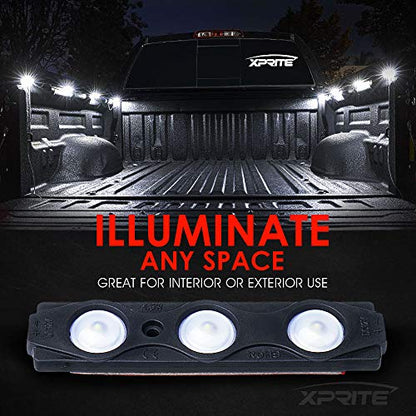 Xprite White Truck Pickup Bed Light Kit, 24 Led Cargo Rock Lighting Kits w/Switch for Van Off-Road Under Car, Side Marker, Foot Wells, Rail Lights - 8 PCS - color: White