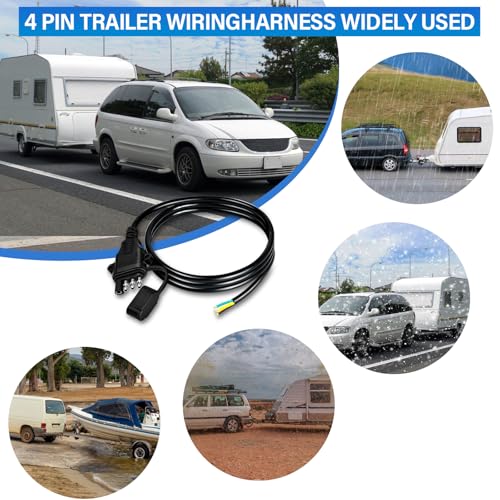 18AWG 20FT 4 Pin Trailer Connector Pure Copper 4 Pin Trailer Wiring Harness Jacketed Cable Heavy Duty Male Extension Wiring Harness 4 Wire 4-Flat Connector 4 Way Flat Plug with Dust Cover - size: 20 Ft 18AWG