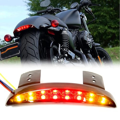 Motorcycle Chopped Rear Fender Edge LED Brake License Plate Tail Light Stop Running Light Turn Signal Lamp Compatible with Harley Sportster XL883N 1200N XL1200V XL1200X (Smoke Lens) - color: Smoke Lens#1