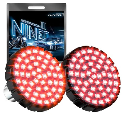 NINEO 1157 LED Turn Signal Bulbs Red, 2" Bullet Motorcycle Blinkers 500% Brighter, Front Indicator Lights for Glide Road Touring Sportster Dyna Softail, 2-Pack - size: 1157 red