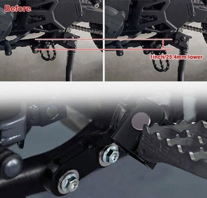 Footpeg Footrest Lowering Mounts Brackets Compatible With KLR650 2022 2023-1" 25mm Black - color: Black1