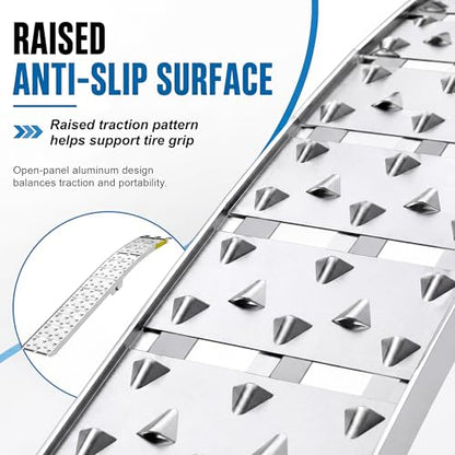 7.5FT Aluminum Loading Ramps Set, 1500 lb Capacity Folding Truck Ramps with Load Straps, Portable ATV UTV Motorcycle Ramp Pair with Anti-Slip Surface for Lawn Mower, Dirt Bike, 2PCS