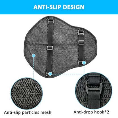 VENROCK Motorcycle Gel Seat Cushion Universal Motorcycle Seat Pad Improved Ventilation Groove Shake Rider Cushion 3D Honeycomb Breathable Structure Shock Absorption Stay Cool Comfortable in Long Rides