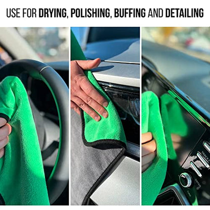 Extra Large Car Drying Towel - 800 GSM Premium Microfiber Drying Towels for Cars - Car Drying Towels Extra Large Super Absorbent, Professional XL Car Towel for Any Vehicle - 40x24, Green - color: Green