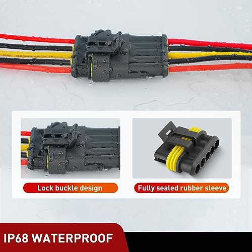 Nilight 220PCS 5 Pin Electrical Connector ‎Plug Male Female Terminal Wire Connectors Waterproof 5 Way Automotive Connect Set for Car Truck Motorcycle Marine Boat 10 Sets - size: 5Pin Connector 200Pcs
