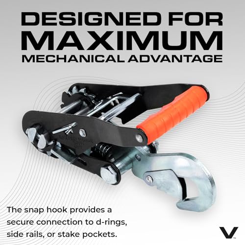 VULCAN Car Tie Down with Snap Hooks - Lasso Style - 2 Inch x 96 Inch, 4 Pack - Silver Series - 3,300 Pound Safe Working Load - size: Snap Hooks - Silver Series (4 Pack)
