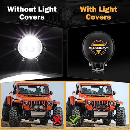 Auxbeam C4 Series 4 Inch Light Covers, 2PCS LED Round Black Plastic Protective Light Covers, Snap-On Design Waterproof and Scratch-Resistant Covers, Pack of 2 - color: C4 Series-Black Covers