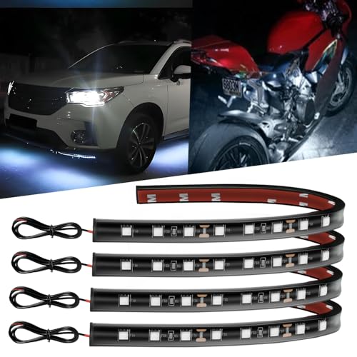 12V Led Light Strip 12.7" Waterproof White Led Light Strips for Car Golf Cart Motorcycles Truck Boat Strip Lights,Pack of 4 - color: White Led Light Strip