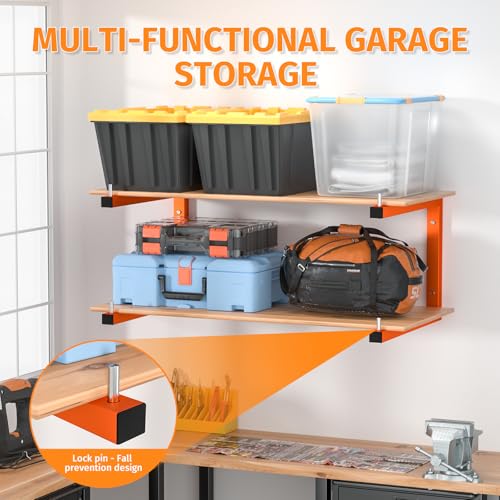 6 Pack Lumber Storage Rack | Wall-Mounted Wood Storage | 6-Tier Heavy-Duty Lumber Rack | 1320 lb Capacity Garage Metal Wood Organizer | Indoor/Outdoor Use (6 Pack-6 Level) - size: 6 Pack-6 Level
