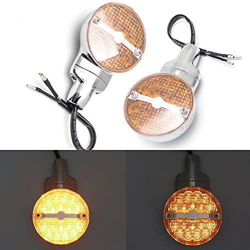 SKTYANTS Motorcycle Bar Shield LED Turn Signals Compatible with Touring Electra Glide Road King FLHR FLHTC Heritage Softail Classic FLSTC - color: silver