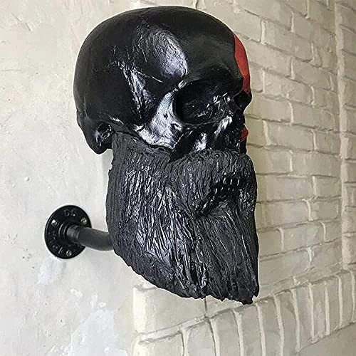 Personalized Cool Wall Mount Motorcycle Skull Helmet Holder, Skull with Beard-Helmet Rack,Removable Resin Crafts Motorcycle Helmet, Hanger for Coats, Bike,Baseballs and Rugby Helmet Caps, - color: A