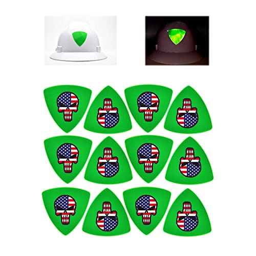 Customizable Reflective Helmet Strips - Reflective Tape & Stickers for Hardhats - Waterproof High Visibility - 12pc - color: Green Triangle