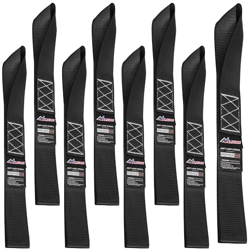Nilight Soft Loop 1.7”×17" Motorcycle Tie Down Straps Heavy Duty 12000Lbs Max Break Strength for Securing ATV UTV Kayak Moving Cargo (8PK-Black) - color: Black