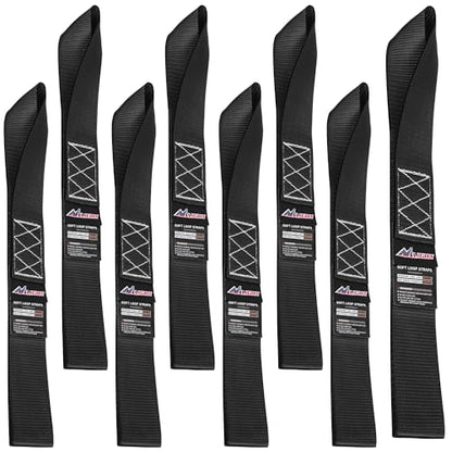Nilight Soft Loop 1.7”×17" Motorcycle Tie Down Straps Heavy Duty 12000Lbs Max Break Strength for Securing ATV UTV Kayak Moving Cargo (8PK-Black) - color: Black