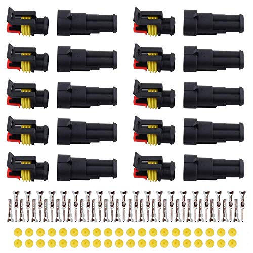 MUYI 10 Kit 2 Pin Way Waterproof Electrical Connector 1.5mm Series Terminals Water Resistend - style: 2pin connector(10 sets)