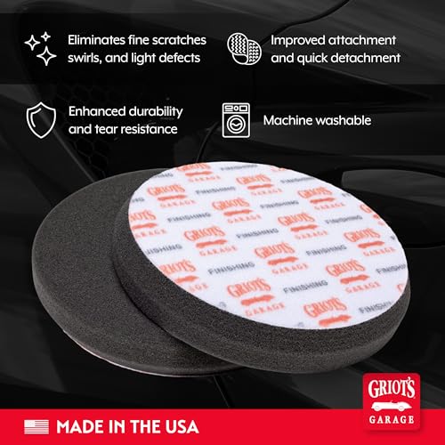 Griot's Garage 6.5" Black Foam Finishing Pads for Car Polishing and Detailing, Buffing Pads for Paint Correction and Sealant Application, 10619, Set of 2 - style: 6.5" (Set of 2)